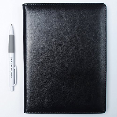 AHZOA 4 Pockets A5 Size Memo Padfolio S5 with Mechanical Pencil , Including 5 X 8 Inch Legal Writing Pad, Synthetic Leather Handmade 6.61 X 8.66 Inch Notepad Clipboard Holder (black) - Thumbnail 6