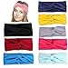 8pcs Women Elastic Turban Head Wrap Headband Cross Twisted Hair Band Headband for Hair Styling (Yellow + Blue + Black + Light Grey + Wine Red + Rose Red + Lake Blue + Light Blue)