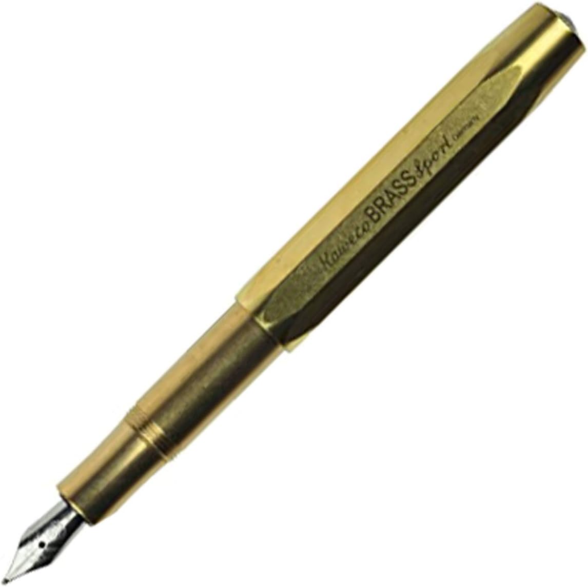 Kaweco BRASS SPORT Fountain Pen I Exclusive Brass Reservoir Pen for Ink Cartridges Including Retro Metal Box I Writing Instrument 13 cm I Nib: B (Broad)