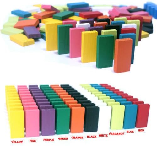 Shallen 120pcs 12 Colors Authentic Standard Wooden Kids Children Domino Run Board Toys
