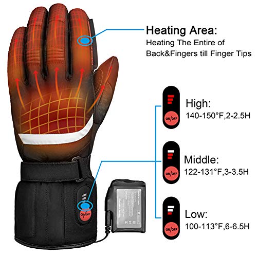 Professional Heated Motorcycle Gloves,Electric Rechargable Battery Gloves for Men Women,Winter Waterproof Riding Ski Bicycle Cycling Hunting Fishing Snowboarding Gloves Hand Warmer Arthritis