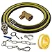 Spares2go Universal Oven Cooker Gas Supply Hose, PTFE Pipe Tape, Angled Connector & Safety Chain (5ft 1/2 inch, Straight Bayonet, BS EN14800 CE)