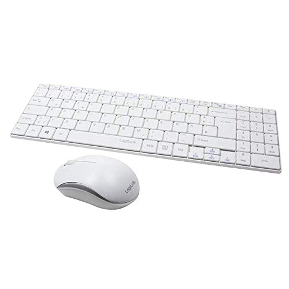 LogiLink ID0109 Wireless Mouse Set 2.4 GHz Slim Design with Tastertur/Optical 3 Button Mouse with Auto Link Connection, White