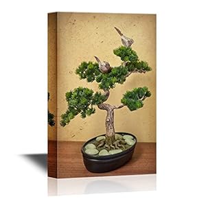Bonsai Canvas Wall Art - Bonsai with Miniature Pine Tree - Gallery Wrap Modern Home Art | Ready to Hang - 12x18 inches