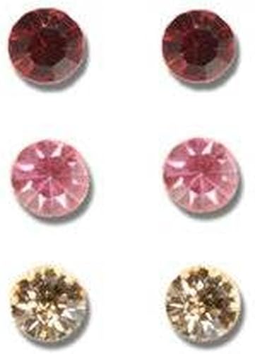 Amazon アクセサリーショップピエナ No 01 赤ピンクオレンジ シンプルなカラフルラインストーンのピアス6点セット直径2ミリ 樹脂製ポスト ピアス 通販