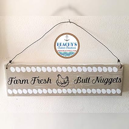 Amazoncom Farm Fresh Butt Nuggets Chicken Coop Sign Wood Sign