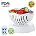 Salad Cutter Bowl 60 Seconds, COC-Shop Food Grade Multifunctional Vegetables Fruits FDA Fast Fresh Salad Maker with Cutting Board and Strainer - Dual Use Chopper (One Size, White)