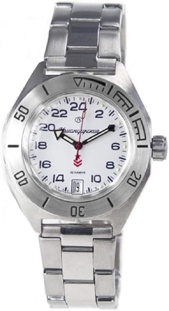 Vostok Komandirskie Automatic 24 Hour Dial Russian Military Wristwatch WR 200m #650546