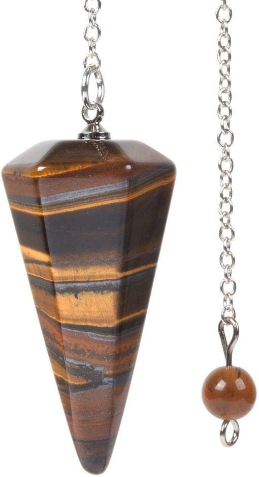 Indoor Fountains & Accessories - Justinstones Natural Iron Tiger Gemstone Rock Crystal Hexagonal Pointed Reiki Chakra Pendant Pendulum