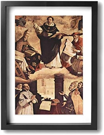 Arnold Glenn Saint Thomas Aquinas by Francisco De Zurbaran -Photo Paintings 12"x16" Canvas Wall Art Prints Modern Home Decoration Giclee Artwork-Wood Frame Ready to Hang