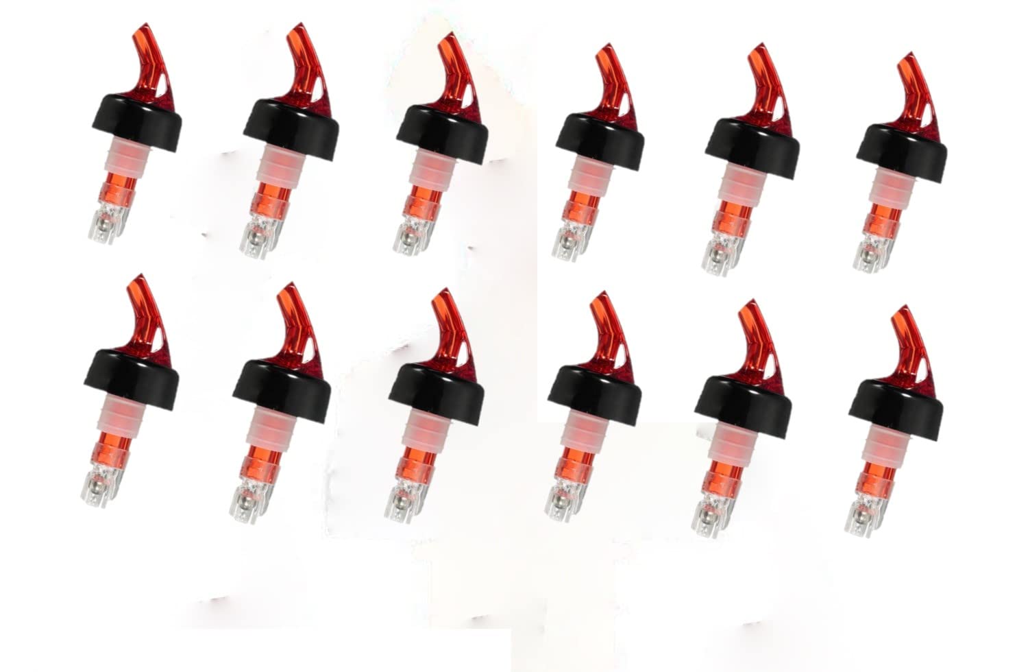 Bottle Pourers, Quick Shot Spirit Measure Pourer Spouts Drinks Wine Cocktail Alcohol Automatic Dispenser Home Bar Tools Made in England by Chabrias (12 x 50ml, Red)