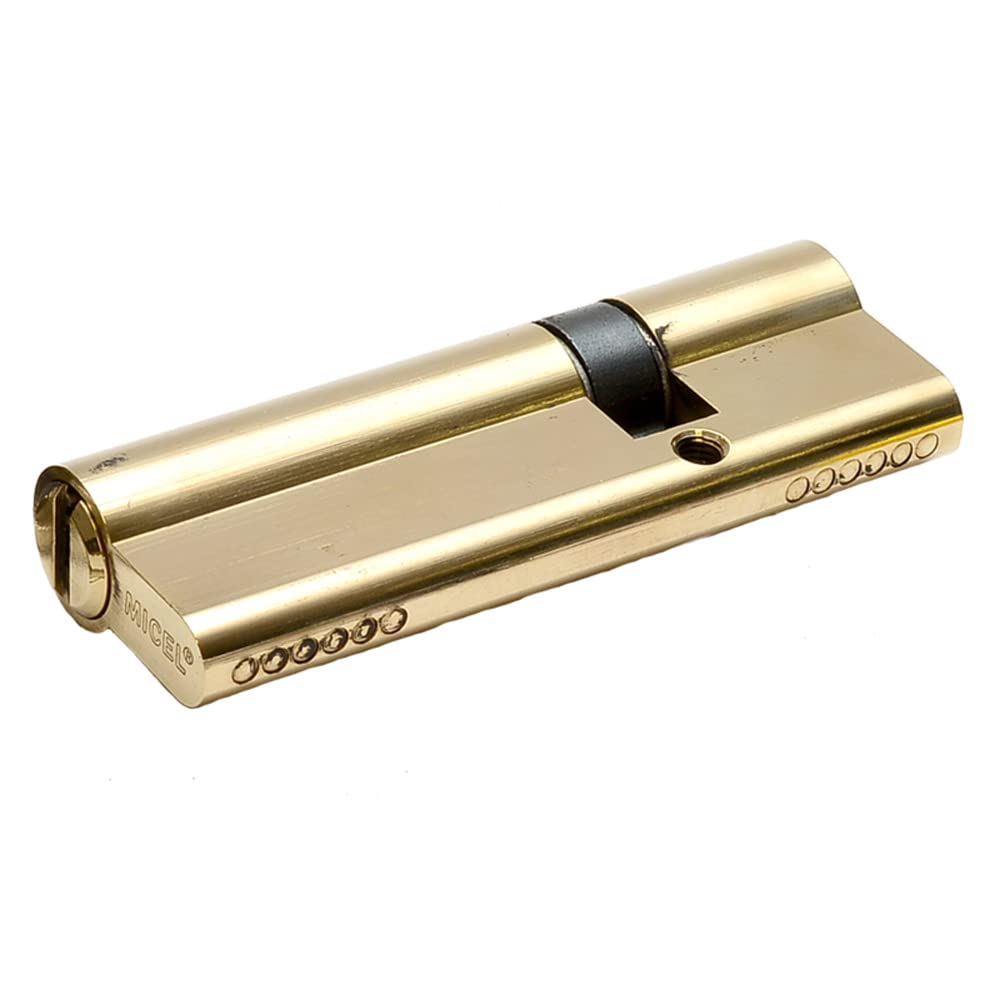 MICEL - 13099 - Euro Profile Security Cylinder with Short Cam Aligned 30 x 40 with Key - Brass Finish Gold - 70 x 17 x 33 mm