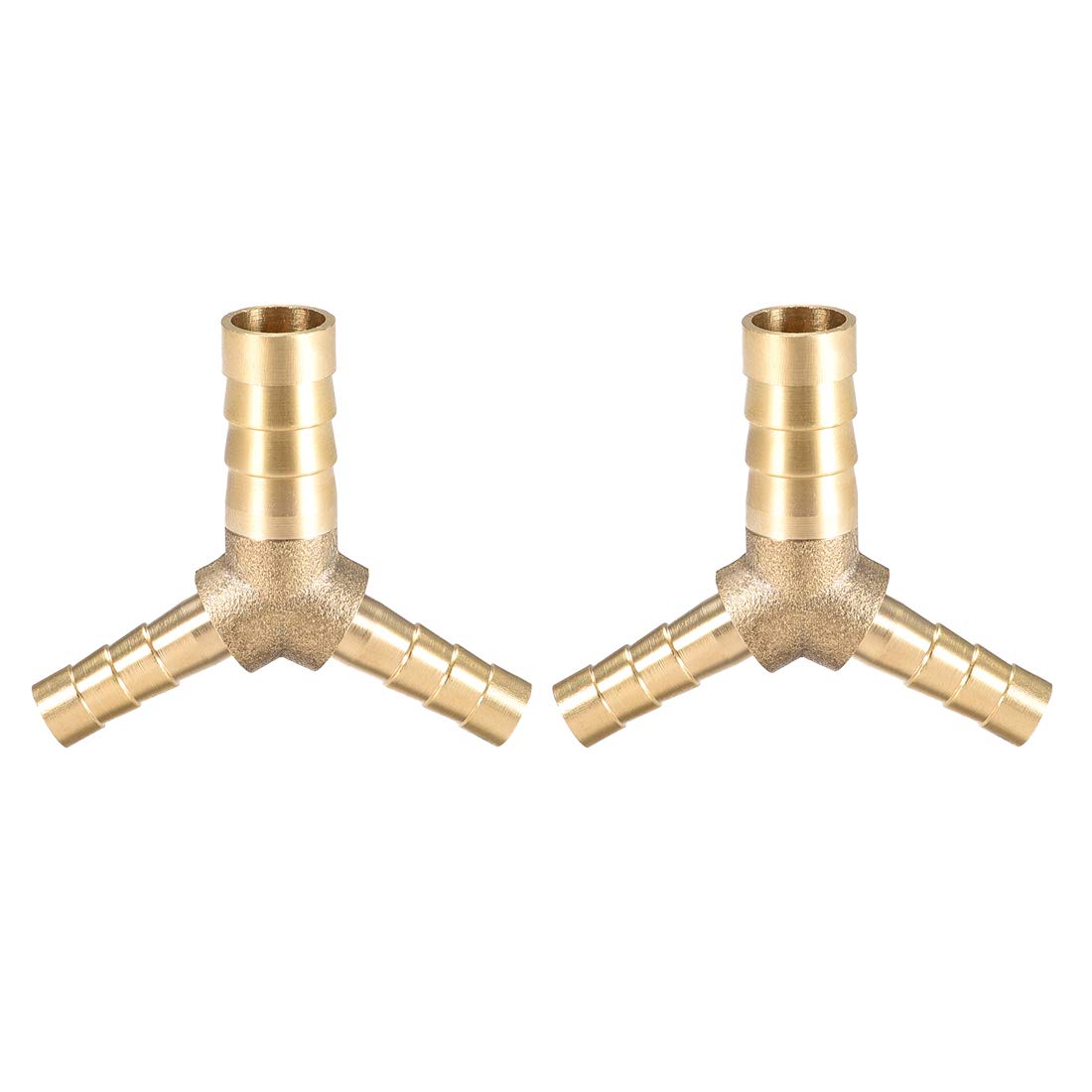 sourcing map Tee Brass Barb Fitting Reducer Y Shape 3 Way Fit Hose ID 10x6x6mm 2pcs — image 1
