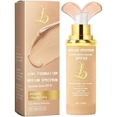 4-in-1 Magic Foundation Light/Medium Spectrum Full Coverage Lotion, Match Skin Color Changed, SPF 50+, 4 1 Foundation Hydrating Concealer Waterproof Korean Makeup(Medium, Spectrum)
