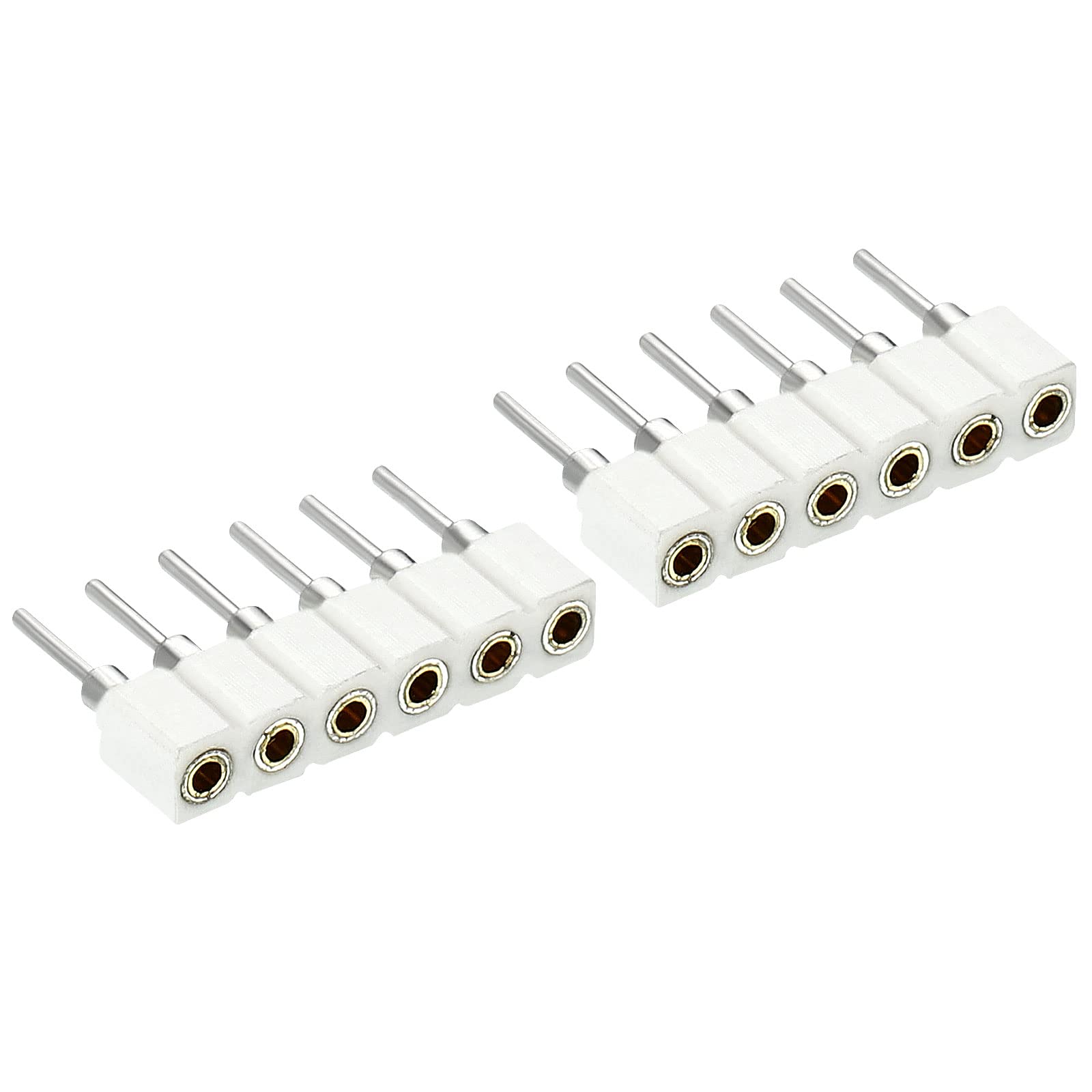 PATIKIL 6-Pins LED Strip Connector, 15 Pcs Solderless Light Bar Extension Cord Light Bar DIY Splice Light Project Parts, White (2mm Pitch)