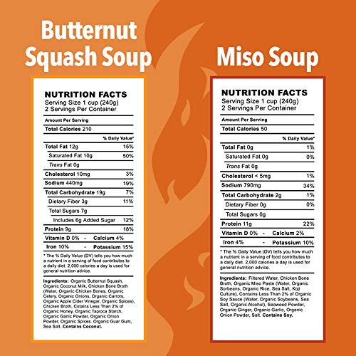 Bone Broth Soup Variety Pack, Chicken, Beef, Tomato, Miso, and Butternut Squash by Kettle and Fire, Gluten Free, with Collagen, Protein, 16.9 fl oz (Pack of 9)