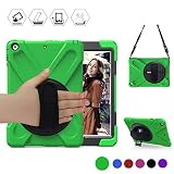 BRAECN iPad 5th Generation Case, Three Layer Heavy Duty Soft Silicone Hard Bumper Case with Built-in Stand Drop Protection Rugged Full-Body Protective Case for New iPad 9.7 inch 2017 Released (Green)