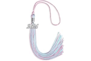 Endea Graduation Mixed Double Color Tassel with Silver Date Drop (Pink/Light Blue, 2024)