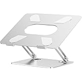 BoYata Laptop Stand, Adjustable Multi-Angle Riser, Up to 17 Inches, Silver | Sturdy Alloy Steel, Heat-Vent Design and Silicone Pads Support Laptops up to 17 Inches, Including MacBook and Surface