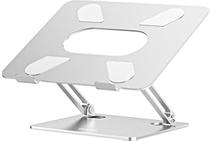 BoYata Laptop Stand, Adjustable Multi-Angle Laptop Holder, Compatible for Laptops up to 17 inches, Sturdy Aluminum & Silicone, Silver