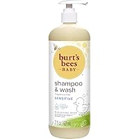 Baby Shampoo & Wash, Burt's Bees Sensitive Body Care, Unscented, Fragrance & Tear Free, All Natural, 21 Ounce