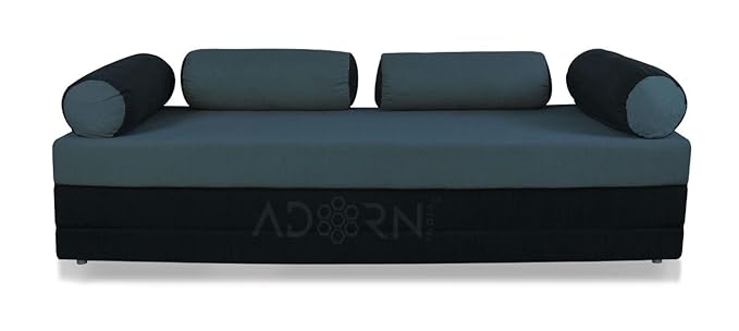 Adorn India Easy Fabric Deewan Cum Bed (Dark Grey and Black)