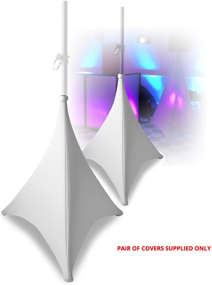 White Speaker Stand Covers Set DJ Lycra Spandex Tripod 4Way Stretch