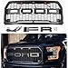 Seven Sparta Front Grill for Ford F150 2015 2016 2017, Including XL, XLT, LARIAT, King Ranch, Platinum and Limited, Amber LED Lights included, Raptor Style Grill Gray