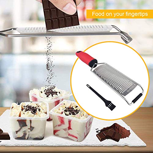 Premium Cheese Grater Citrus Lemon Zester Hand Grater Stainless Steel Blade Protect Cover Brush Dishwasher Safe Easily Shreds & Grates Vegetables Hard Cheeses Parmesan Other Foods Perfect