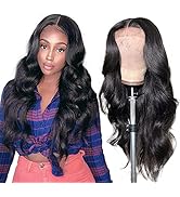 Human Hair Lace Front Wigs Body Wave, 26 Inch Human Hair Lace Closure Wigs, 150% Density 4×4 Braz...