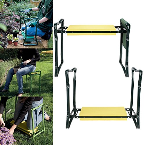 Elever Home Garden Kneeler, Folding EVA Foam Padding Seat Outdoor Lawn Bench Chair Kneeler With Tool Pouch[US Stock] (Yellow) - Thumbnail 5
