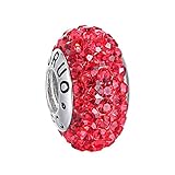 Boruo Charms 925 Sterling Silver Czech Crystal Ruby Glass Ball Beads Spacers July Birthstone Threaded Core Charm Fit All Bracelets.