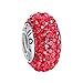 Boruo Charms 925 Sterling Silver Czech Crystal Ruby Glass Ball Beads Spacers July Birthstone Threaded Core Charm Fit All Bracelets.