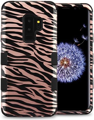 Samsung Galaxy S9 Plus Case, JoJoGoldStar Design Hybrid, Heavy Duty Polycarbonate and TPU Hard Cover - Rose Gold Zebra Stripes