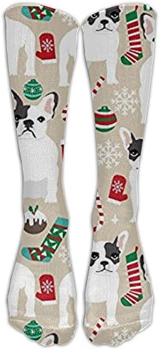 French Bulldogs Christmas Comfortable Stylish Knee High Socks For Women And Men - Best Medical, Nursing, For Running, Athletic, Edema, Diabetic, Varicose Veins, Travel, Pregnancy & Maternity