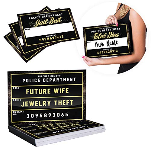 Bachelorette Party Mugshot Signs Supplies - Hilarious Girls Night Out Photo Booth Props Decorations for Bridal Shower, Engagement Parties, Weddings & Bride Tribe - 40 Variations, 20 Reversible Signs