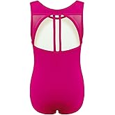 Phineein Girls Sleeveless Ballet Gymnastics Leotards Kids Athletic Crisscross Mesh Back Dancewear Unitards