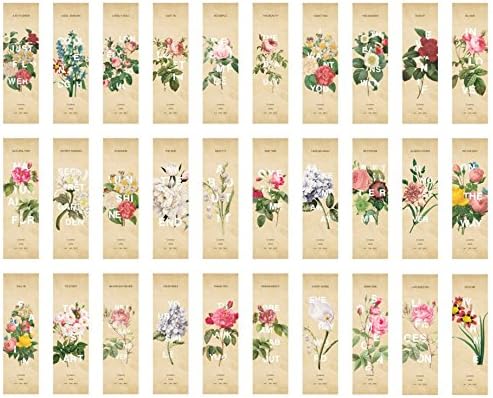 Hand Painted Design Colorful Bookmarks, 30PCS (Flowers)
