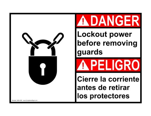 Buy ComplianceSigns Plastic ANSI DANGER Sign, 10 x 7 in. with Lockout ...