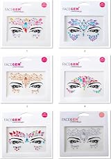 FACEGEM LONDON 6 PCS Adhesive Face Gems Jewel Tattoo Sticker Festival Rave view 2