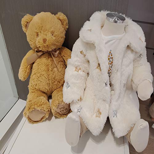Fleece Fur Winter Coat Baby Girl 12-18 Months - Toddler Baby Girl Long Sleeve Outfit Sets with Peplum Top Dress, Leggings 3 Piece Set (White Coat Set, 12 Months)