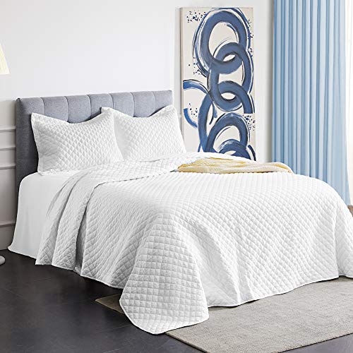 SunStyle Home King Quilt Set White Lightweight Bedspread Soft