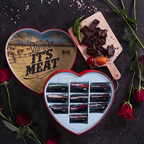 Jerky Heart Includes 10 Delicious Beef Jerky Flavors Like Whiskey Maple and Honey Bourbon In