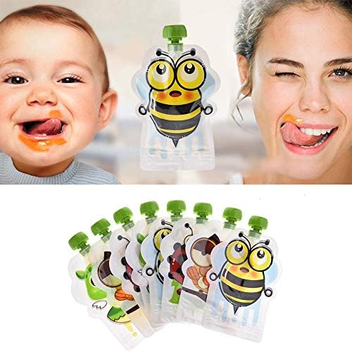 advancethy 8 PCS Baby Food Bag A Set of BPA Free Reusable Sealed Complementary Food Pouch Storage Bag Homemade Puree Pulp 148ml Double Zipper