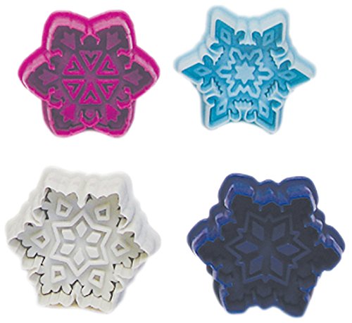 R & M International Set of 4 Easy to Use Beautiful, Intricate Assorted Snowflake Pastry/Cookie Stampers