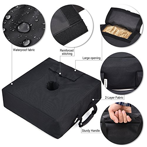 MaidMAX Umbrella Base Weight Bag, 18'' Umbrella Anchor Sand Bags with Large Opening, Fits Patio Beach Offset Cantilever & Standard Outdoor Umbrellas, Square