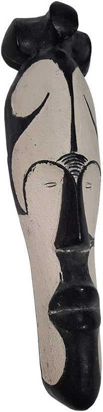 NOVARENA African Art Cameroon Gabon Fang Wall Masks and Sculptures - Africa Home Mask Decor (1 Pc Black & White 16 Inch Fang Mask)