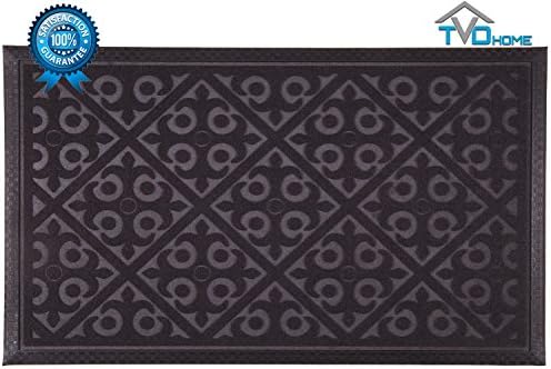 Premium Rubber Doormat By TVD Home - Low Profile Indoor & Outdoor Charcoal Gray Mat - Easily Washable & Stain Resistant - Non Skid Backing - Large 31x19 Inch Size + Bonus Guide (Gray)