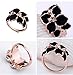 ACEFEEL Rose Gold Plated AAA Zircon Crystal Luxurious Black Enamel Flower Design Cocktail Ring Size 8