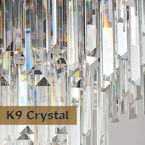 KUNYEEE Modern Luxury Crystal Pendant Light, Black Crystal Chandelier, 15xE14 Drop Chandelier Light Recessed Ceiling Light for Dining Room, Φ80cm